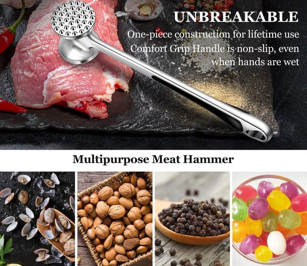 Kødhammer, solid oksekøds-mørner, dobbeltsidet kødhammer
