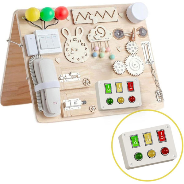 Aktivitetsbrett tilbehør: Tidlig læring lysbrytere, solid og lett, DIY læringstilbehør, knapper push-button light