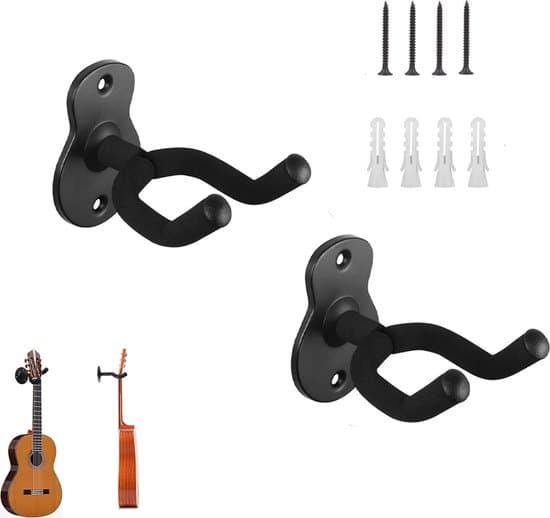 Gitarr Väggfäste - 2 Stycken - Väggfäste för Upphängning av Gitarrer - Väggkrok - Gitarrhängare - Gitarrhållare för Väggen - Gitarrtillbehör - Väggfäste