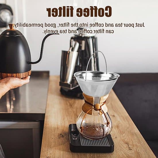 Gjenbrukbart kaffefilter nr. 4 – Permanent filter i rustfritt stål, 8–12-kopps håndtak