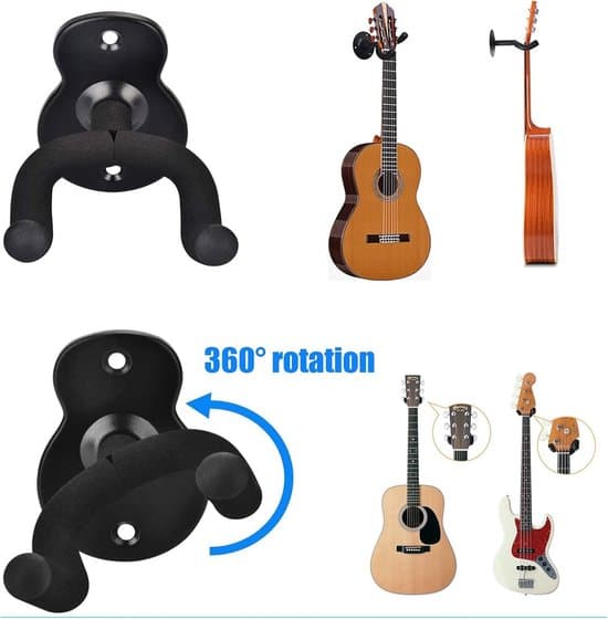 Gitarr Väggfäste - 2 Stycken - Väggfäste för Upphängning av Gitarrer - Väggkrok - Gitarrhängare - Gitarrhållare för Väggen - Gitarrtillbehör - Väggfäste