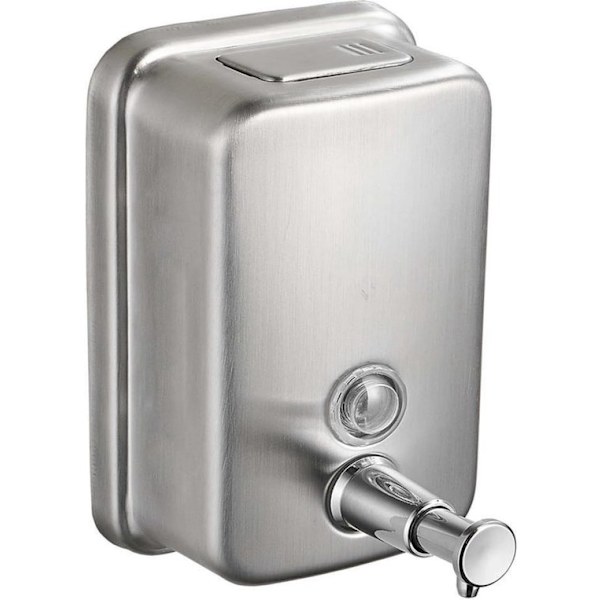 Allecto – Vægmonteret sæbedispenser – Håndsæbedispenser – Manuel sæbedispenser – Sølv – 500 ml.