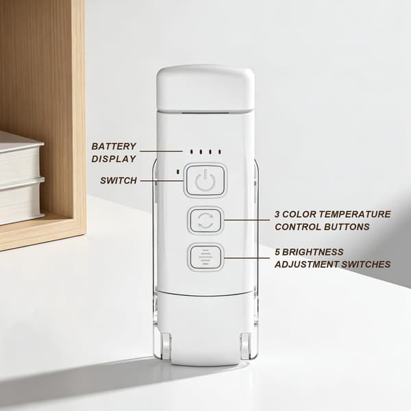 Bokklipslys / Bokmerke-lys – USB-oppladbart bærbart klipslys – Off-white