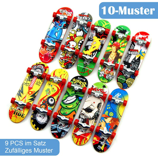 9-delt mini fingerboard sett - 9,5*2,5 cm (tilfeldig)