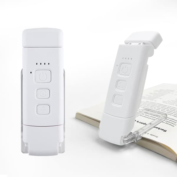 Bokklipslys / Bokmerke-lys – USB-oppladbart bærbart klipslys – Off-white