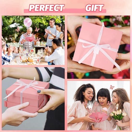 Presentaskar – Presentaskar med lock – Vitt band – Presentaskar för kvinnor – Presentset – Tomma presentaskar – Överraskningsaskar – 14,2 x 14,2 x 12,4 cm