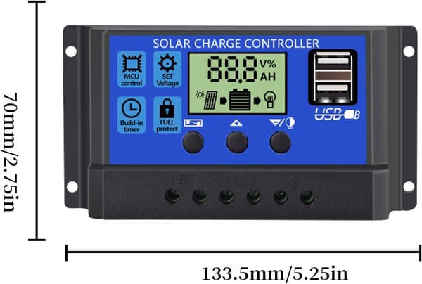 Solar Charge Controller PWM30A 12V/24V Solpanel Regulator
