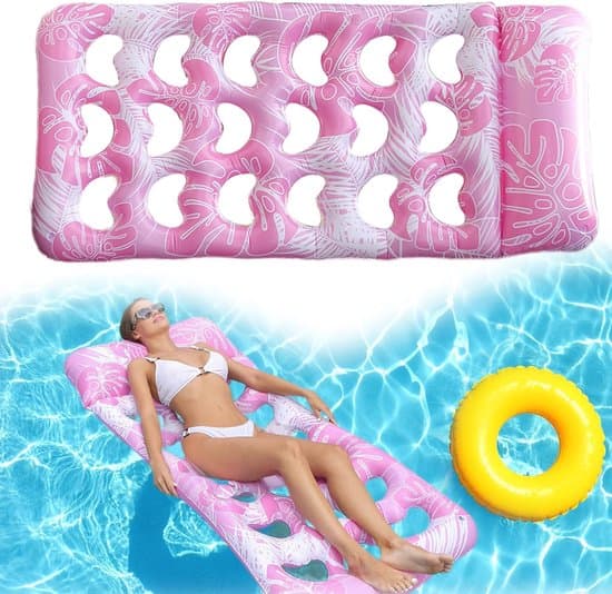 Svømmering – Pool Float – Oppustelig Pool Luftmadras – Hjerteformet Float – Pink – 180 x 90 cm – Til Sommer og Vandleg