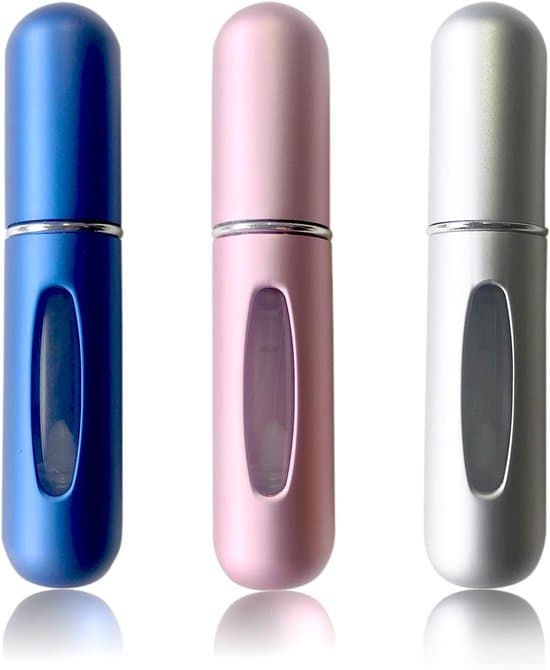 Sæt med 3 – Mini duftopbevaringsglas – Duftdiffusere – Genopfyldelige – 5 ml – Blå, Sølv, Pink