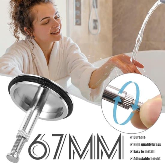 Badekarstopper - Vaskestopper - Badekarstopper 44mm - Solid messing avløpsstopper - Badekarstopper med justerbar høyde (4,6-6,2 cm) - Egnet