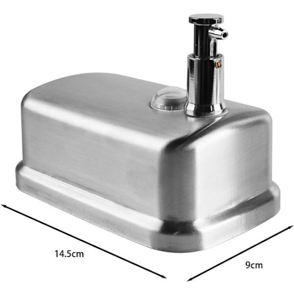 Allecto – Vægmonteret sæbedispenser – Håndsæbedispenser – Manuel sæbedispenser – Sølv – 500 ml.