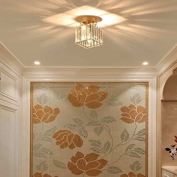 Kristall taklampa, 60W Mini Square Kronljus Inf?lld Modern F?llbar N?stan Taklampa, Matsal Sovrum, E27 Sockel