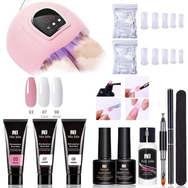 Poly Builder Gel-kit med UV-lampa f?r naglar / Polygel Nail Art multif?rg