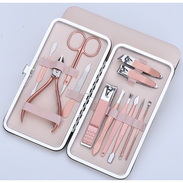 Nagelsats (18 stycken) manikyr kit pedikyr rosa