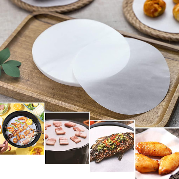 Runt Bakplåtspapper, Non-Stick Förskurna Formar 6 Tum Vattenresistenta och Fettavvisande Ark för Daglig Användning i Kök och Restaurang