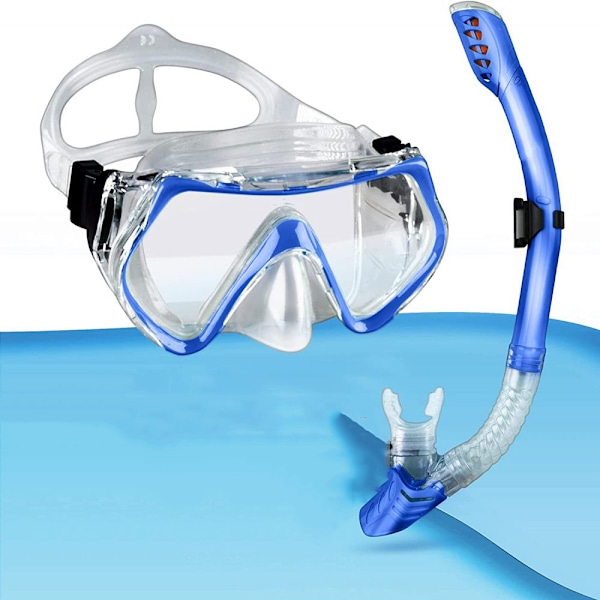 Professionellt snorkelset, Duo Comfort Combo dykmask Anti-Fog Panoramisk bred siktmask, enkel justering, torr toppsnorkel, perfekt för