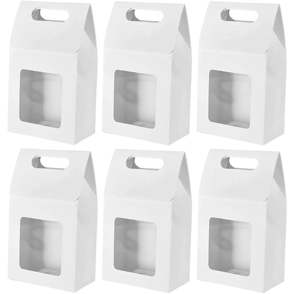 Mångsidiga Kraftpapperspåsar, Stilrena Gavelboxar med Klar PET-fönster och Inbyggt Handtag, 25 Stycken Återanvändbara Stå-upp Presentpåsar för DIY-förpackning,