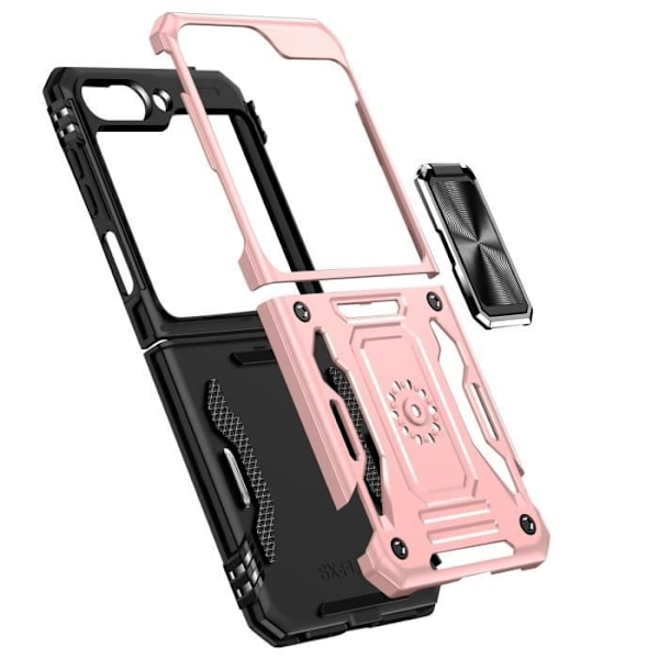 Fodral till Samsung Galaxy Z Flip 6 - AVIZAR - Skin ArmoRing - Stötsäker - Ringstöd - Champagnerosa Rosa