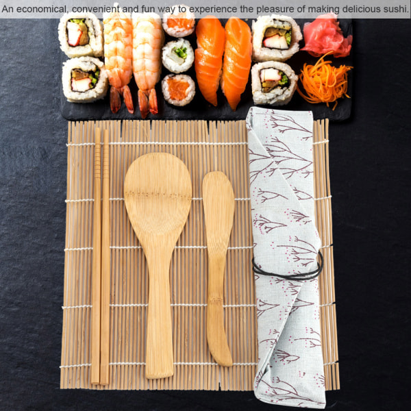 9 st/ set Bamboo Sushi Making Kit innehåller 2 rullmattor 5