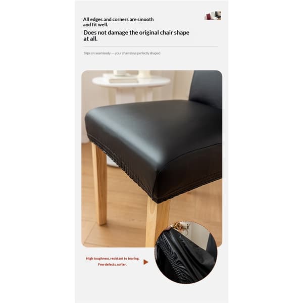 2-pack PU-konstläder vattentätt stretchigt stolsöverdrag stolsöverdrag (Svart, 2)