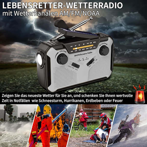 Anpassat krispaket: Sol- och manuell vevradio för nödsituationer, 2500mAh batteribackup, SOS-larmsystem, LED-ficklampa & läslampa, kompass