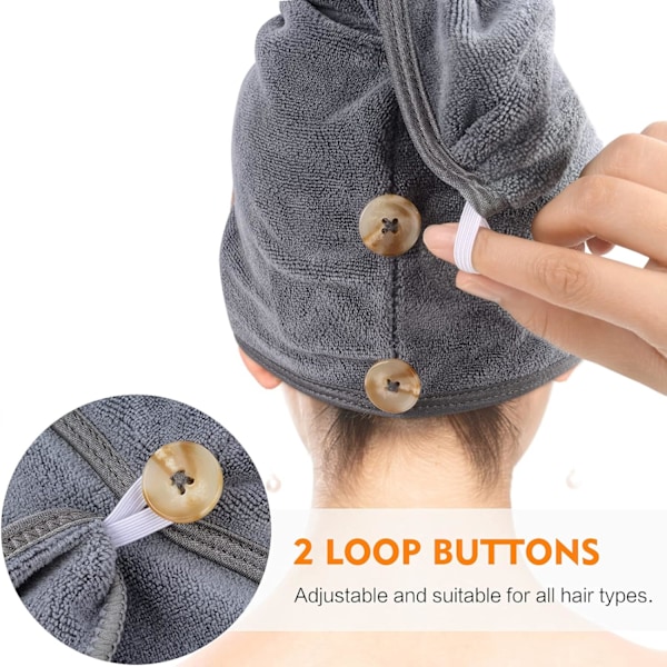 Mikrofiber Hårhandduk, Skyddar Hårets Hälsa &amp; Sparar Tid, Ultraabsorberande Snabbtorkande Anti-Frizz Wrap för Kvinnor, Män, Barn (3 Stycken), Grå