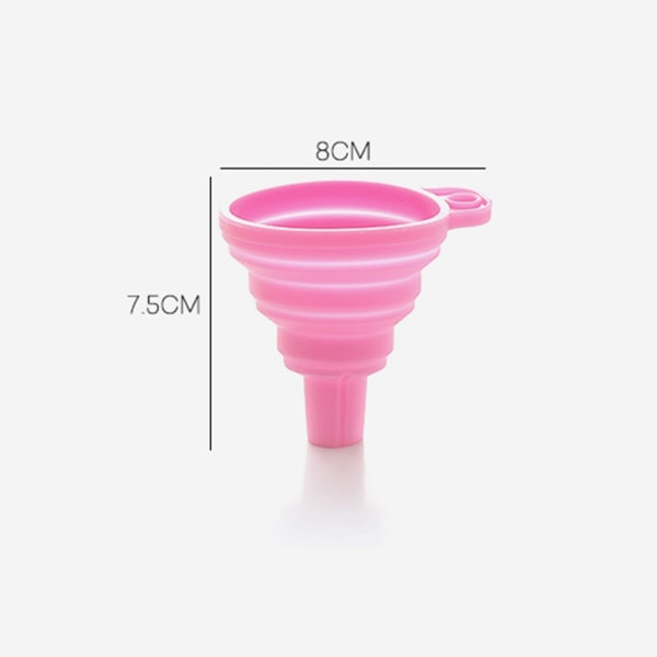 Hopfällbar tratt i silikon av livsmedelskvalitet för vätska (rosa)