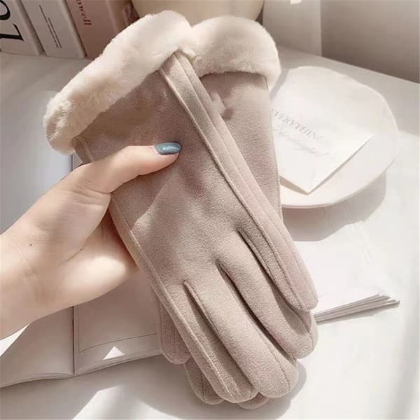 Vinterhandskar för dam med muddar - Mjuka, varma, pekskärmskompatibla, vinterhandskar mjuka varma pekskärmshandskar (khaki)