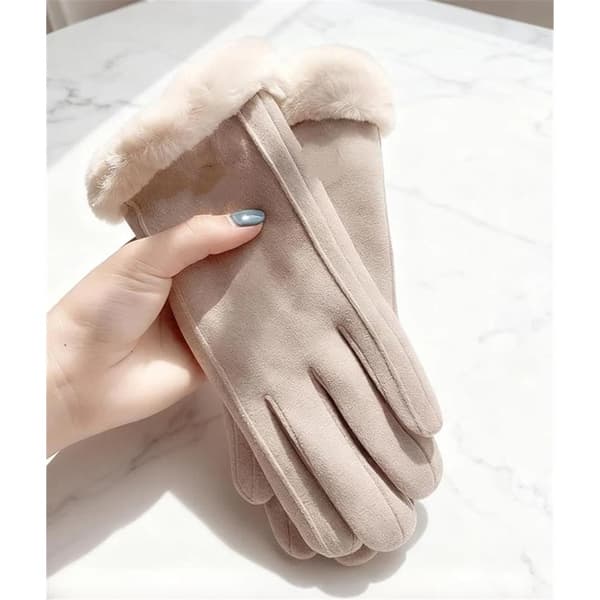 Vinterhandskar för dam med muddar - Mjuka, varma, pekskärmskompatibla, vinterhandskar mjuka varma pekskärmshandskar (khaki)
