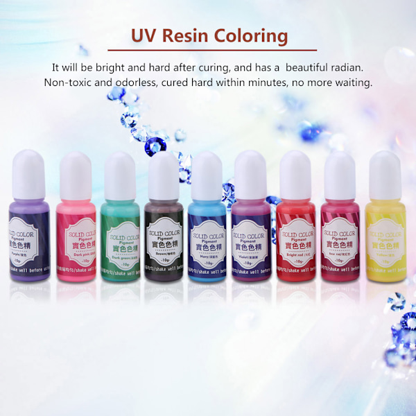 9 Färger 10g Epoxy UV-Hårdnande Hartsfärg Färgämne Pigment DIY Konst Hantverk (#B)