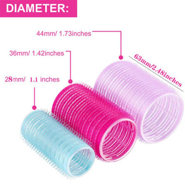 Self Grip Hair Rollers Set Frisörrullare i 3 storlekar