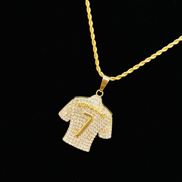 Jud- Fotbollsfans tr?ja guld 7 Ronaldo h?nge halsband