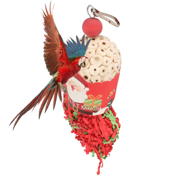 Julfågel födosök leksak Säker ljusa färger lindra tristess Papegoja tuggleksak för små medelstora fåglar
