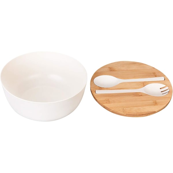 Blandskålset i bambufiber och trä med giftfritt biologiskt nedbrytbart material, extra stor salladsskål, multifunktionellt lock för kök, restaurang, fester