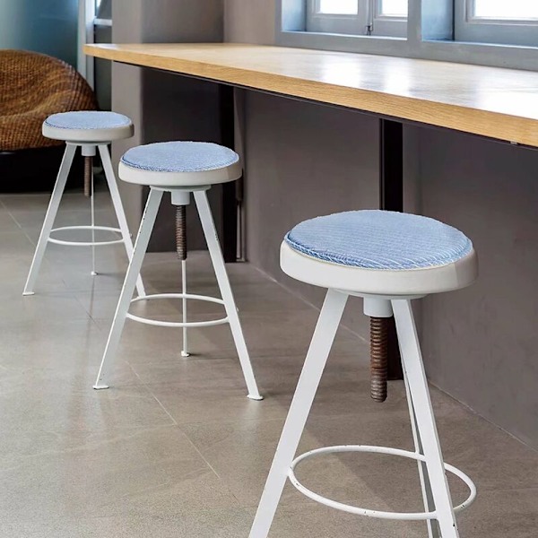 Dekorativ Prydnadskudde i Bondgårdsstil, Memory Foam 33 cm Blårandig Rund Pallöverdrag, Mångsidig Design Halkfri Baksida för Inomhusbruk