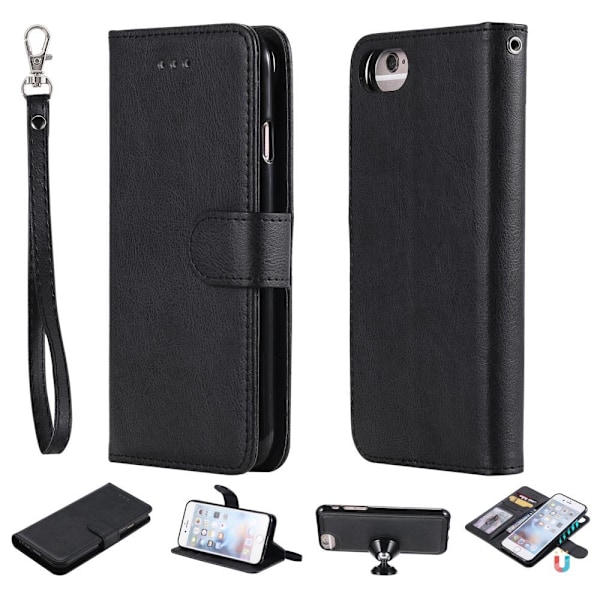 iPhone 6/7/8/SE (2020/2022) - 2in1 Magnet/Plånboksfodral - Svart Black Svart