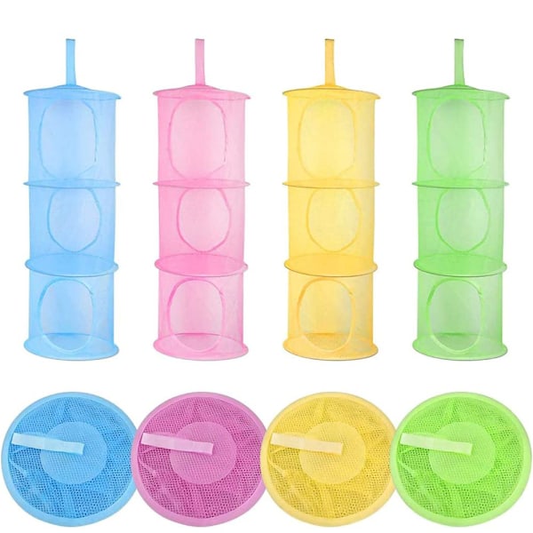 Hängande Mesh Organizer med Vikbar Utrymmesbesparare, Andningsbar Design för Snabb Åtkomst och Förvaring, Lämplig för Barnrum (4 Delar Hängande