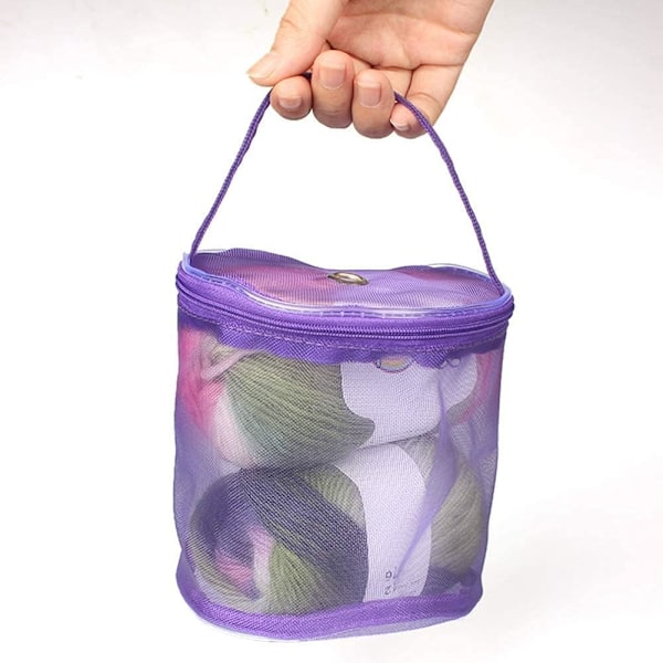 Transparent Mesh Nylon Net, Lättviktig Portabel Garnväska för Sömlöst Hantverk, Garnbollsorganisatör med Humaniserade Designöglor, Bekväm