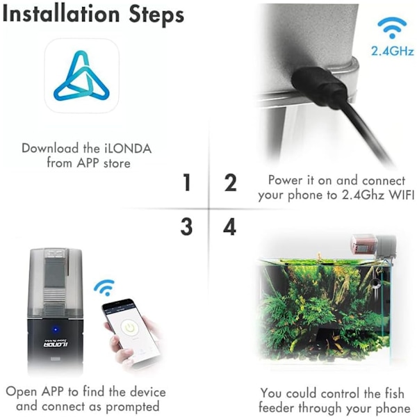 Smart Akvarietillbehör, Automatisk Fiskmatare med App Lychee-kontroll, WiFi Programmerbar Matning för Dina Älskade Husdjur Hemma eller Borta