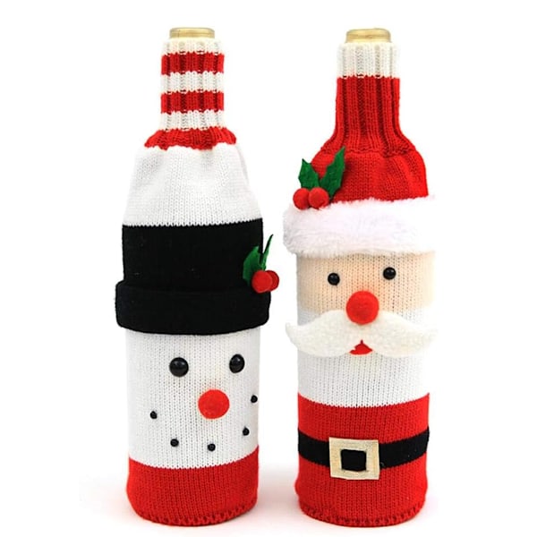Jul Vinflaska Omslag, Charmig Julestetik Ren Rudolf Jultomte Snögubbe Tröja Design, Förhöjer Festlig Atmosfär för Julhemmet