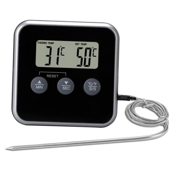 Digital kökstermometer för snabb avläsning med timer, exakt mattermometer för grill, ugn och matlagning