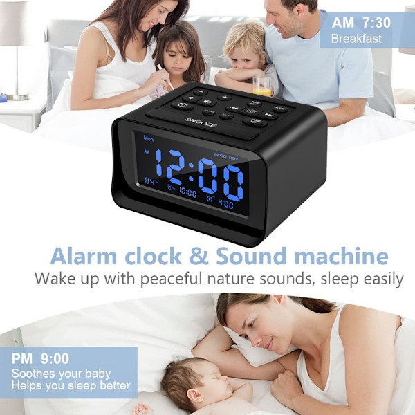 Flerfärgad Digital Väckarklockradio, Elegant Design, Automatisk Tidsinställning, Justerbar Ljusstyrka, Backup-batteri, för Modern Sovrumsinredning