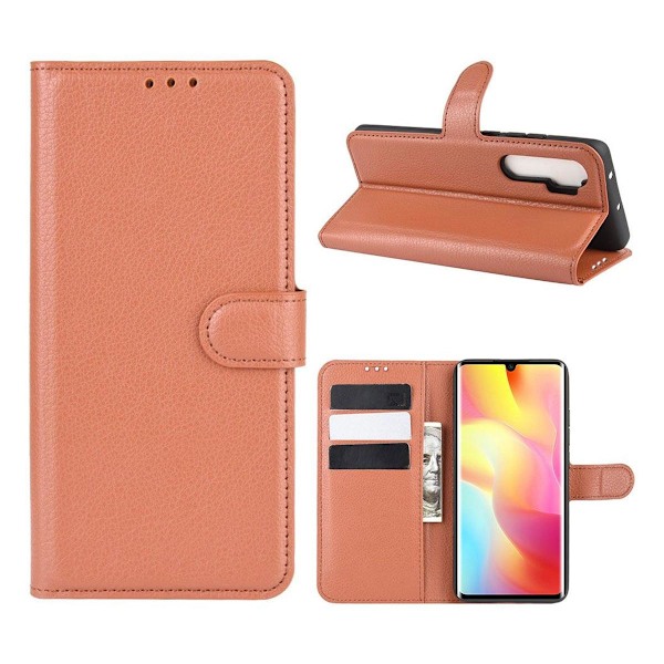 Xiaomi Mi Note 10 Lite Pl?nboksfodral med Stativ - Brun Brun