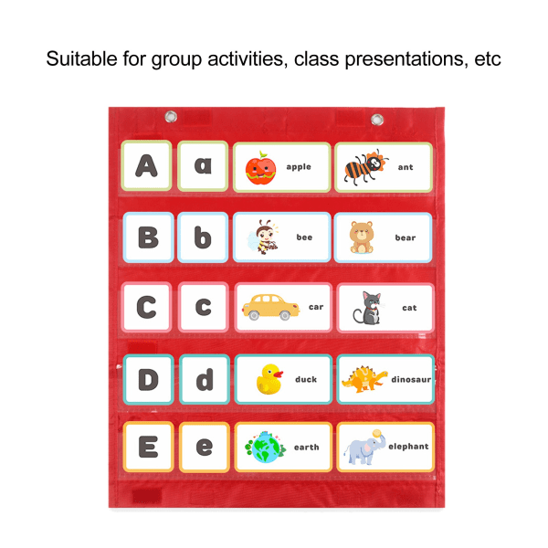 Magnetisk fickkarta 5 rader Transparent schema fickkarta för hem skola klassrumsaktiviteter Röd