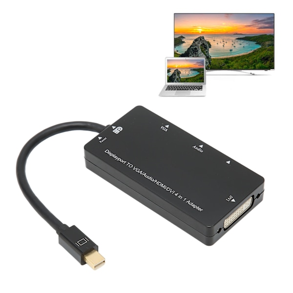 DP-omvandlare 4-i-1 Lättviktig Portabel 1920x1080P HD-överföring Portabel Lättviktig Mini Displayport-omvandlare