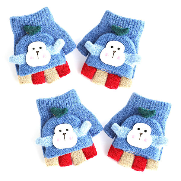 Vintervarma vantar Barnhandskar Varma tillbehör Bedårande handskar för flip-cover handskar Stickade varma handskar blue