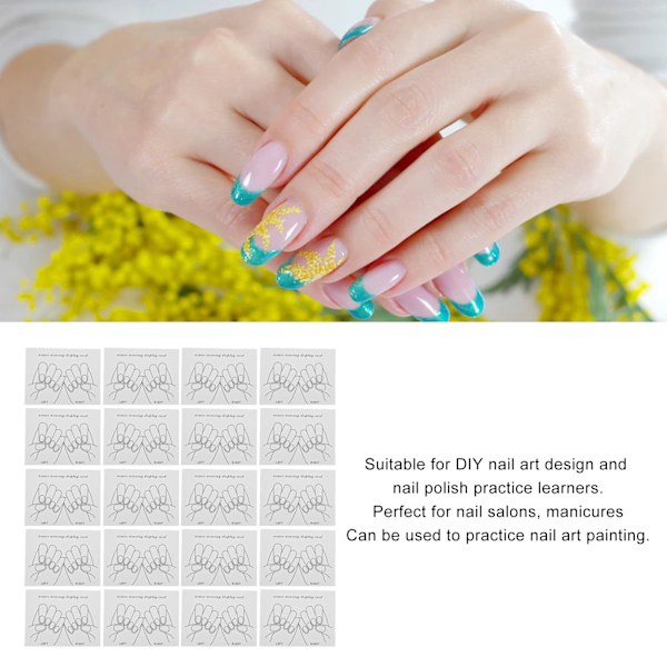 20 st Nail Art Display-kort färdiga falska naglar fotoverktyg för DIY-designlärarproffs