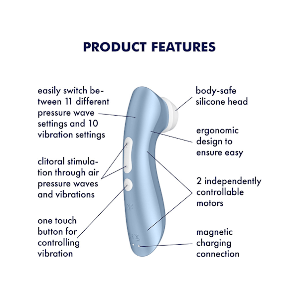 Satisfyer: Satisfyer Pro 2+, Air Pulse Stimulator + Vibration Blå Blå