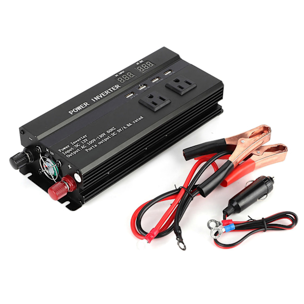 4000W 12V till 110V Bilström Invertor Konverterare med LCD-Skärm USB-Port