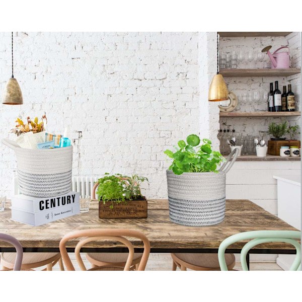 Konstnärlig Hängande Korgset av Rep, Bomullsrepskorgar med Modern Stil för Mångsidiga Användningsområden, Dekorativa Hängande Korgar med Lättåtkomlig Design